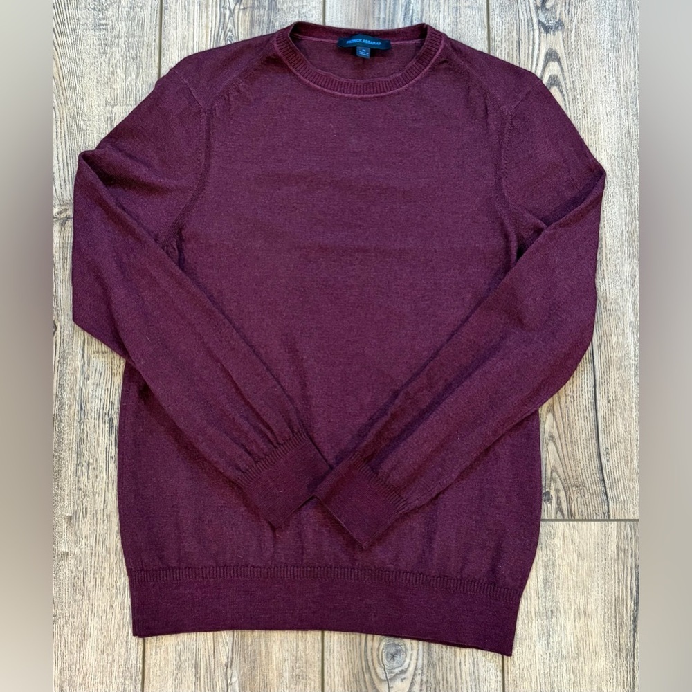Patrick Assaraf Merino Wool Crewneck Sweater Men’s M Burgundy